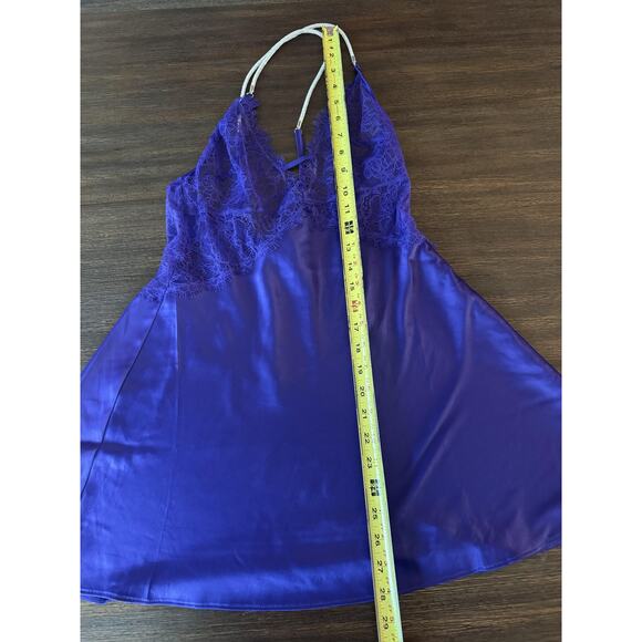 Victoria's Secret Chemise Slip Womens Small Purple Lace Satin Rhinestone Straps - Picture 6 of 12
